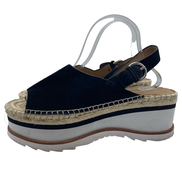 Marc Fisher Womens Sandals Size 10 Quint Black Suede Platform Slingback Chunky - Picture 2 of 10